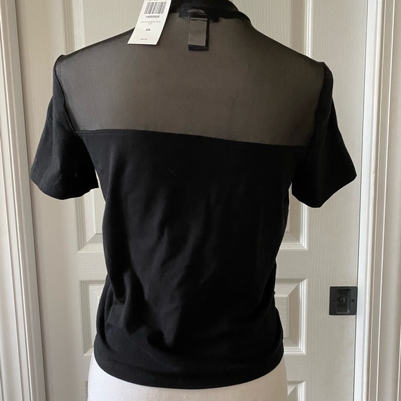 Hot Topic black mesh yoke crop top with silver colored metal chain. Size small. - Picture 2 of 4